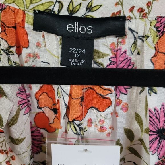 New Ellos Tiered Floral V-Neck Tunic Size 22/24 1X - Picture 5 of 7